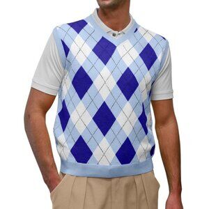 Golf Knickers Argyle Sweater Vest Men's Lt. Blue/Royal/White V-Neck XL Golf
